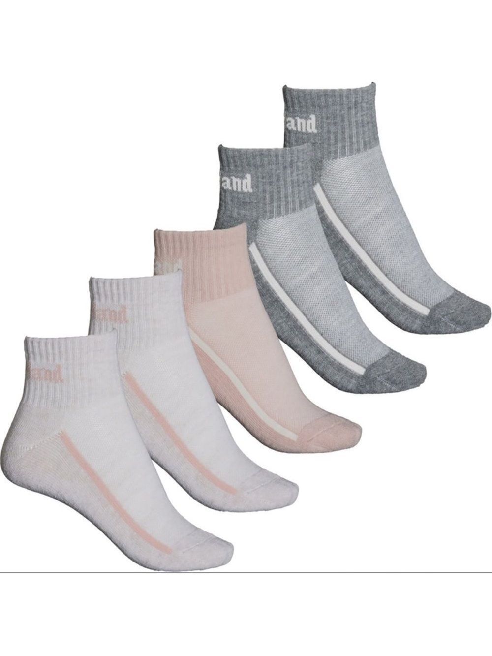 Timberland Ivory Gray Heather Aerated Half Cushioned Cotton Blend Socks 5 pack